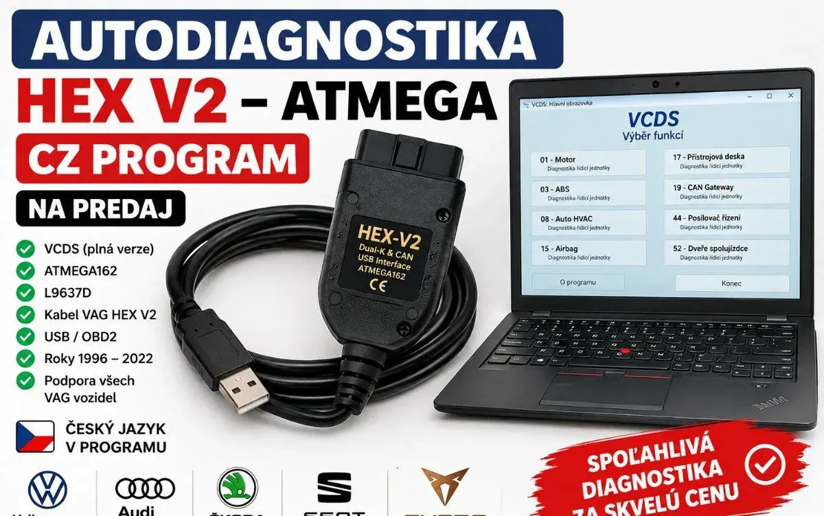 VAG HEX-V2 OBD2 diagnostický kábel pre vozidlá VW, Škoda, Au
