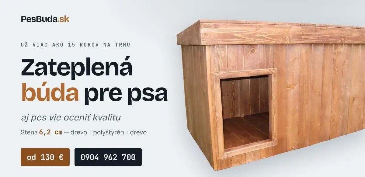 Zateplená drevená búda pre psa - ručná výroba, od 130 €