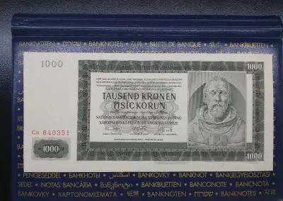 bankovky protektorát 1000K 1942 II.vydanie UNC