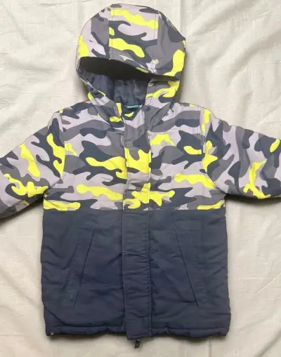 Zimná detská bunda Active kids s kapucňou, maskáč, 122 cm