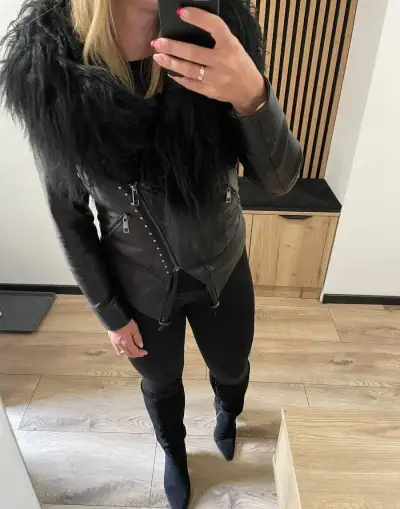 Kožená bunda s kožušinou