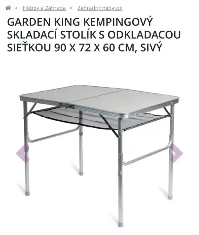 Skladací kempingový stôl Garden King 90 × 60 cm