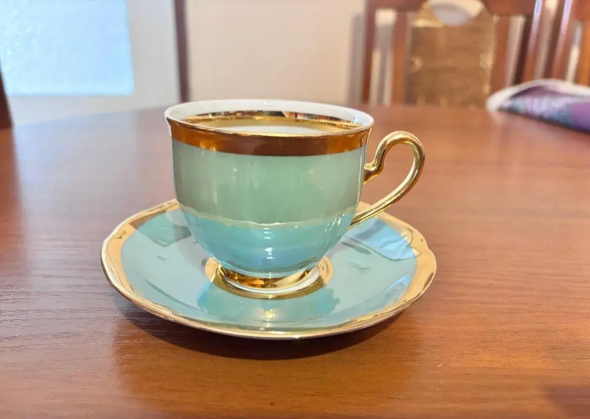 Retro moka súprava - Tyrkys a zlato - Czechoslovakia