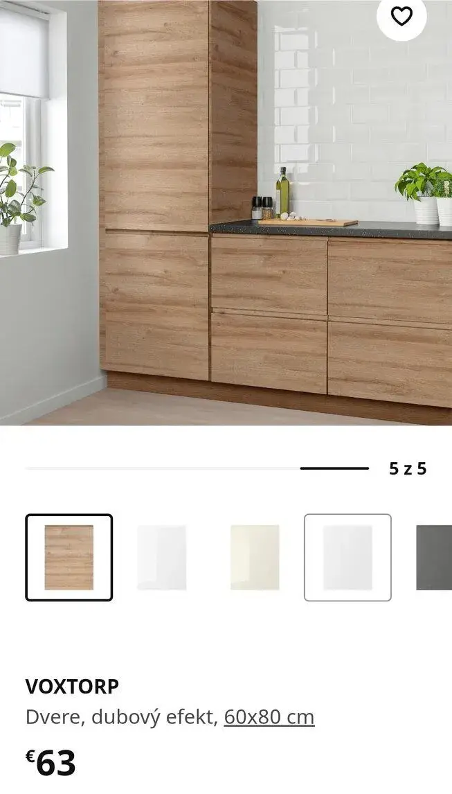VOXTORP dubova farba - dvere a cela zasuviek IKEA