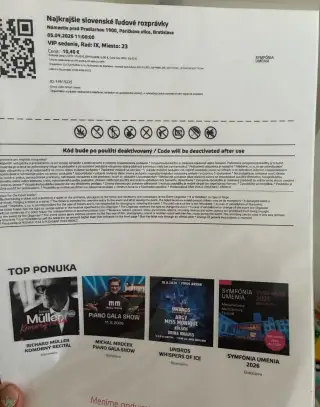 Vstupenky 4ks VIP sedenie na predstavenie ľudové rozpravky