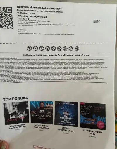 Vstupenky 4ks VIP sedenie na predstavenie ľudové rozpravky