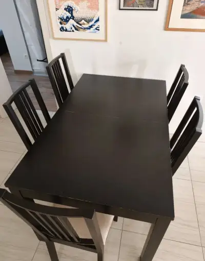 Jedálenský set IKEA – rozkladací stôl BJURSTA + 6× stolička