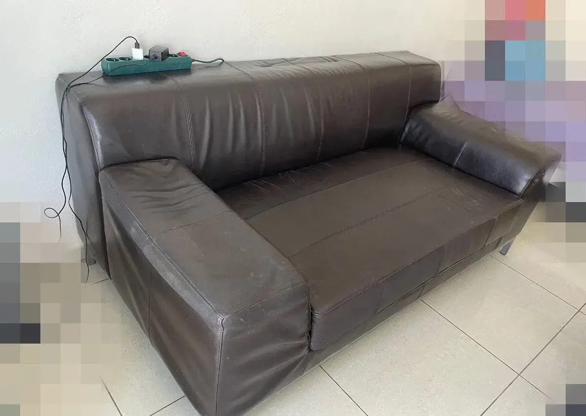 Kožená sedačka v hnedej farbe IKEA