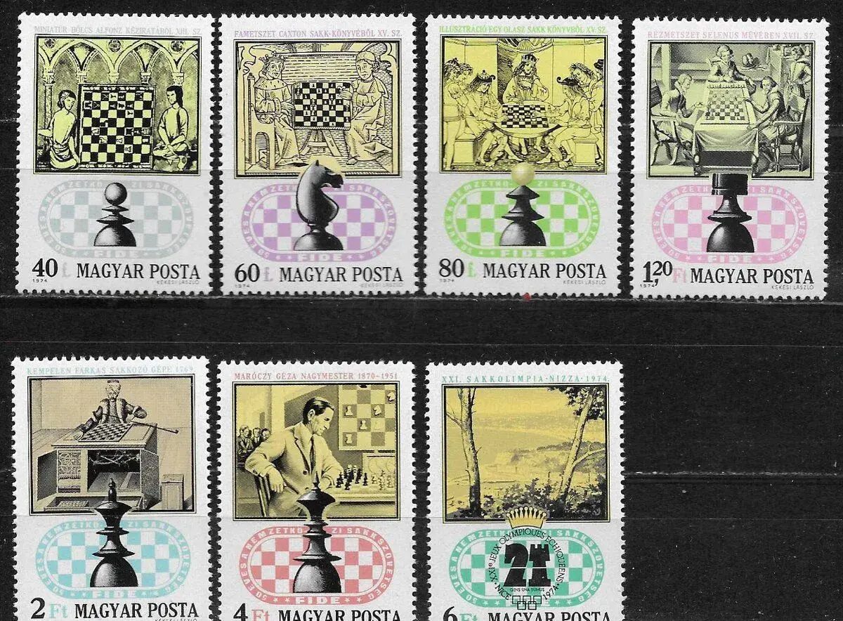 MAĎARSKO⚽(FIL.100.) 1974 Chess - čistá. lep