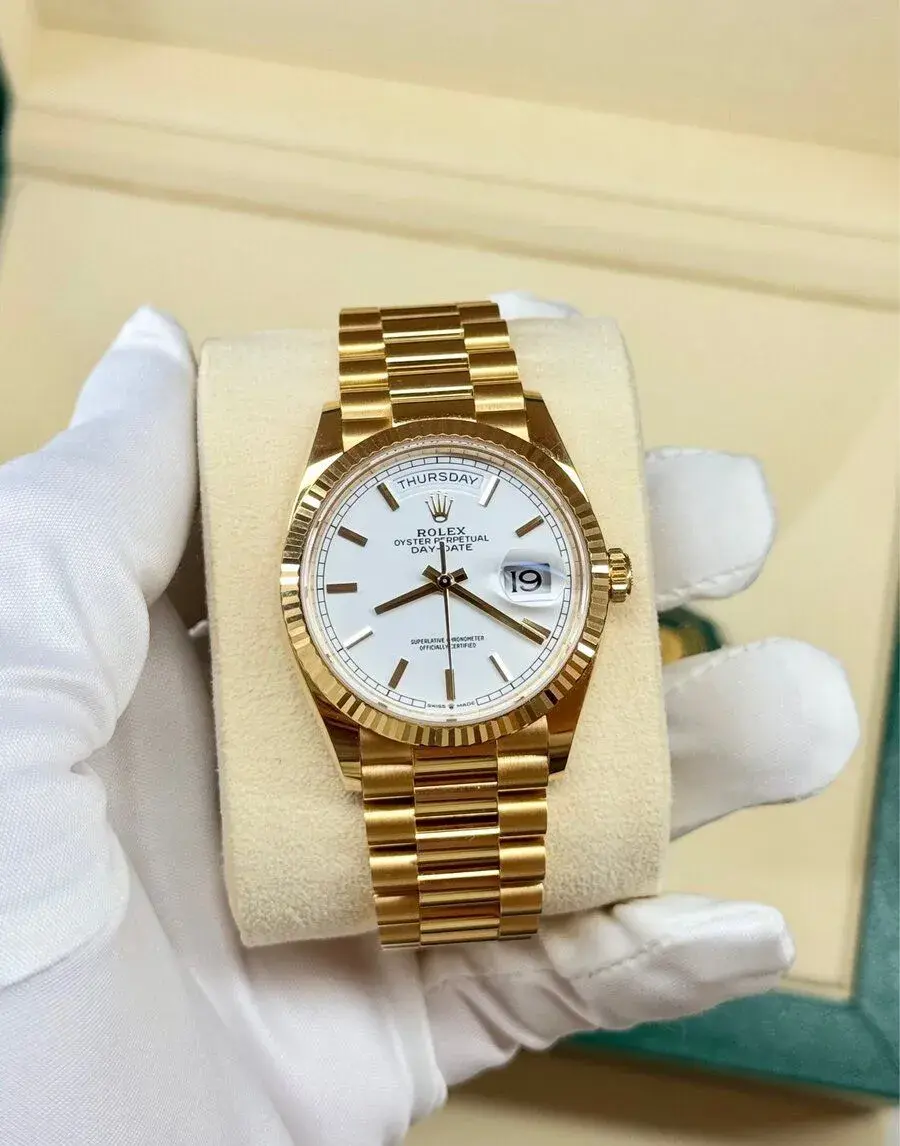 Rolex Day-Date 36 White Dial, 128238, 2023, Full Set