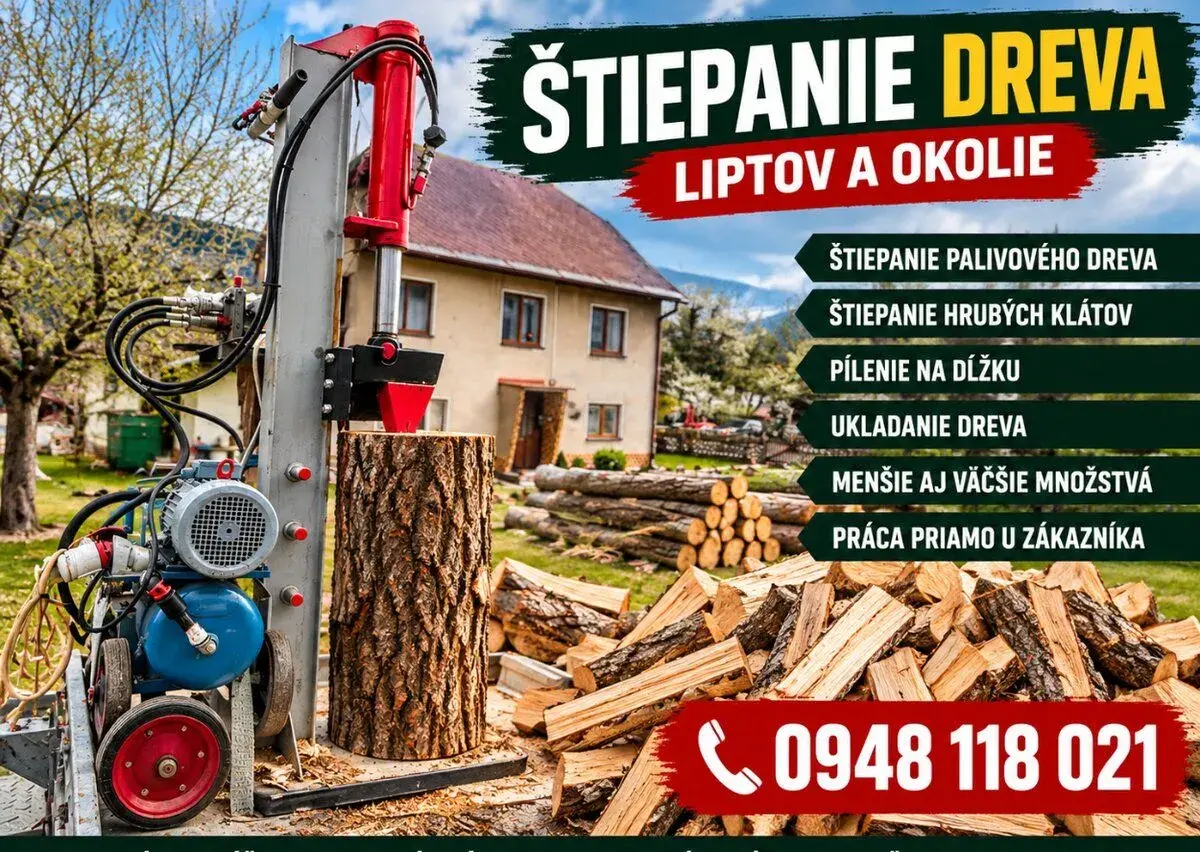 ŠTIEPANIE DREVA – LIPTOV A OKOLIE