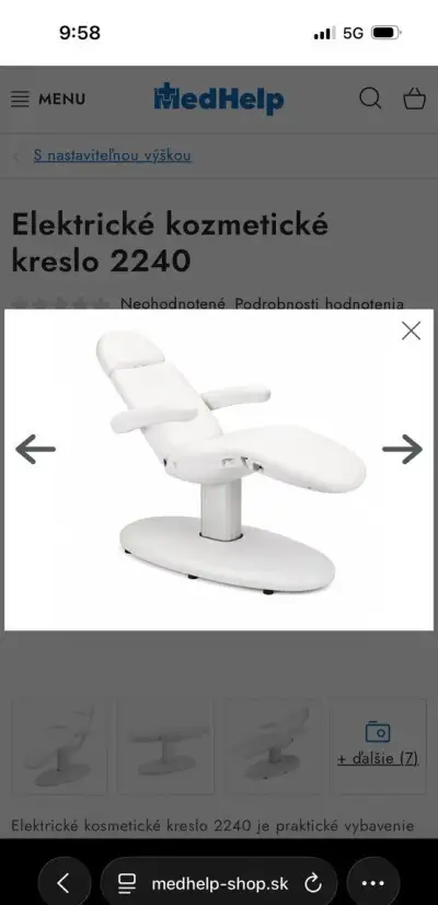 Kozmetické elektrické kreslo
