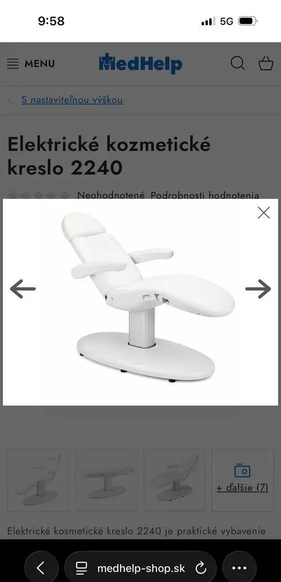 Kozmetické elektrické kreslo