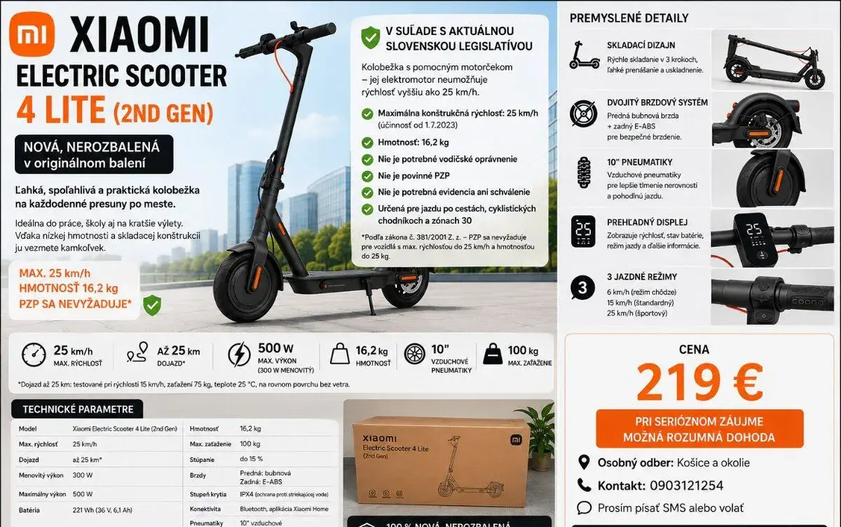 Xiaomi Electric Scooter 4 Lite 2nd Gen – NOVÁ NEROZBALENÁ“
