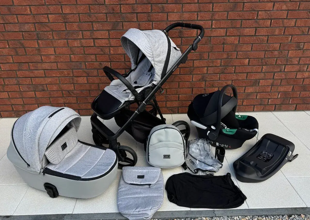 3v1 kočík Adamex Blanc + autosedačka Cybex Aton so základňou