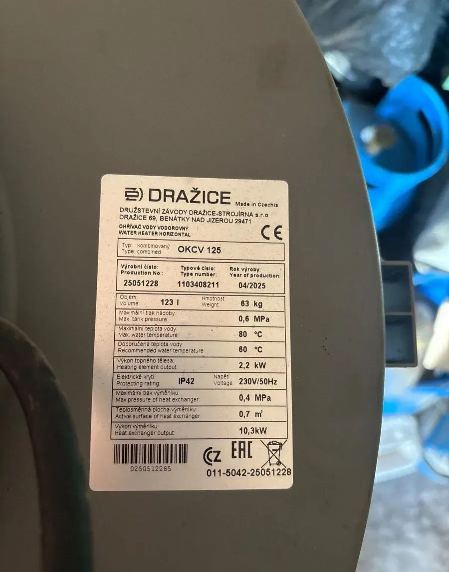 Kombinovaný ohrievač vody dražice 125l