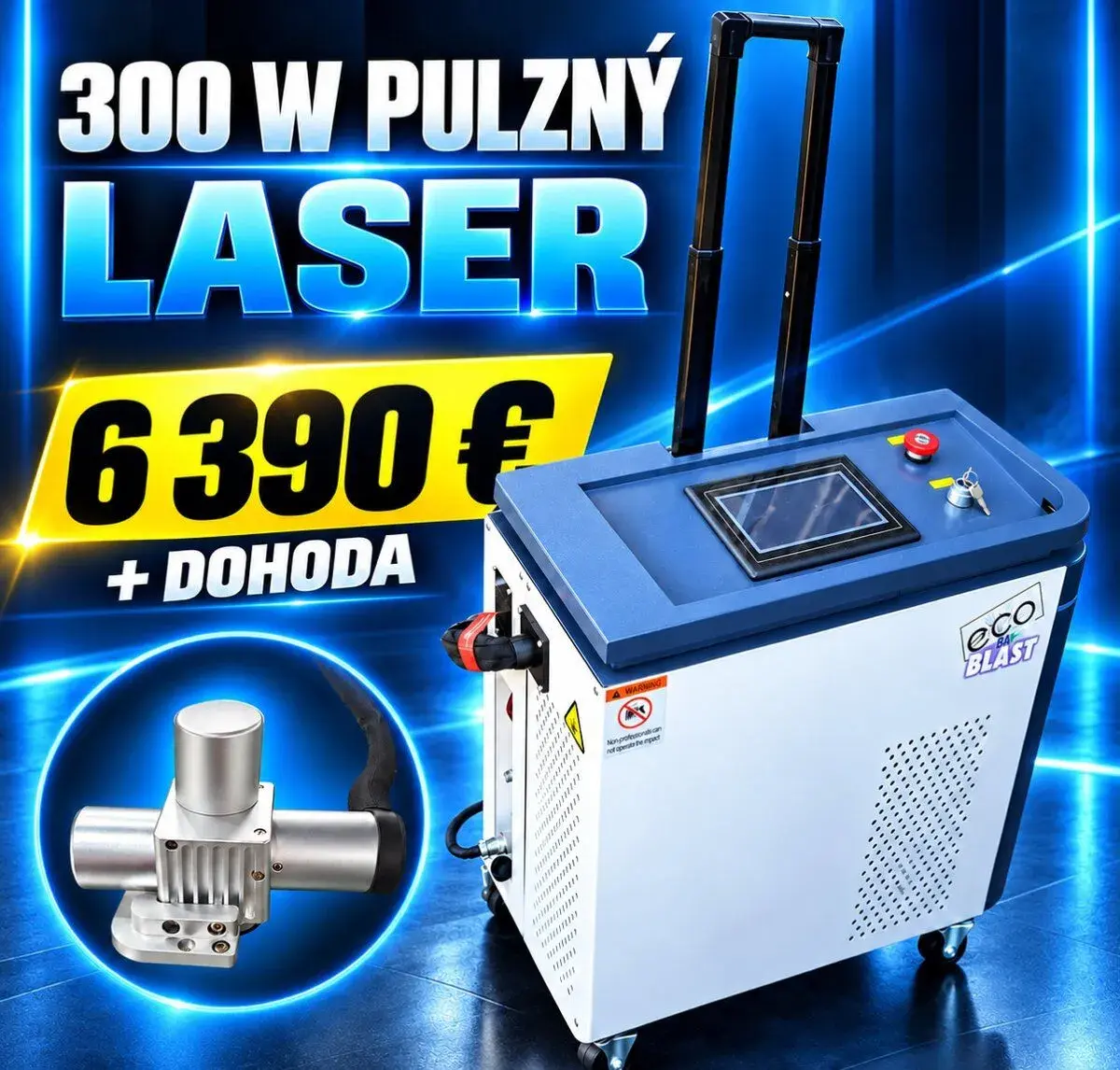 Nový 300 W pulzný laserový čistič 15 mj