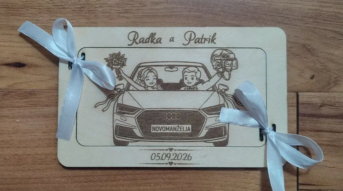 Drevená darčeková obálka svadobná (personalizovaná)