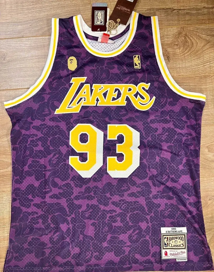 Mitchell & Ness dres BAPE x Lakers XL fialovy