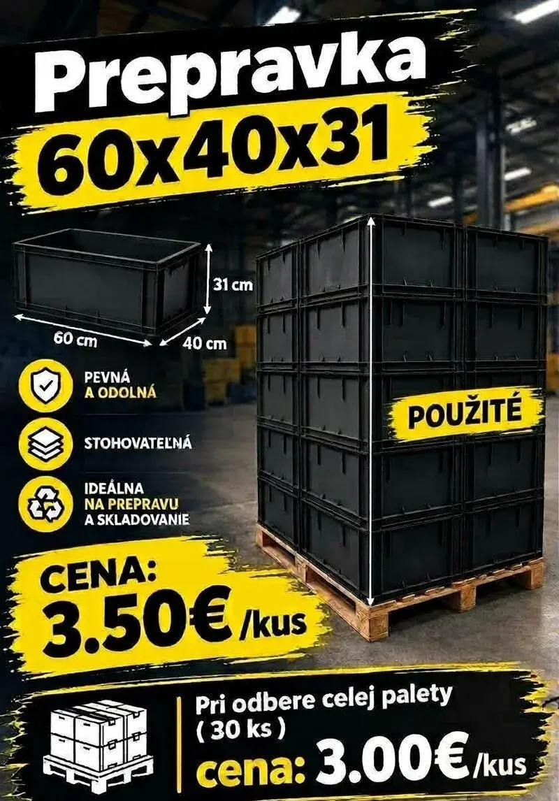 Plastové prepravky / debničky (60x40x30 cm a 60x40x21.5 cm)