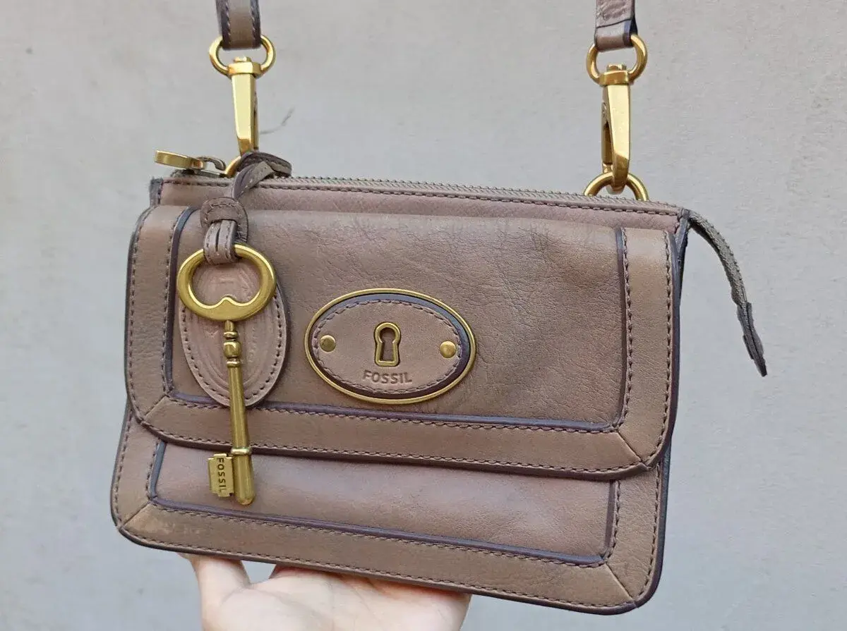 Kožená Talianska kabelka originál Fossil vintage s kľúčom