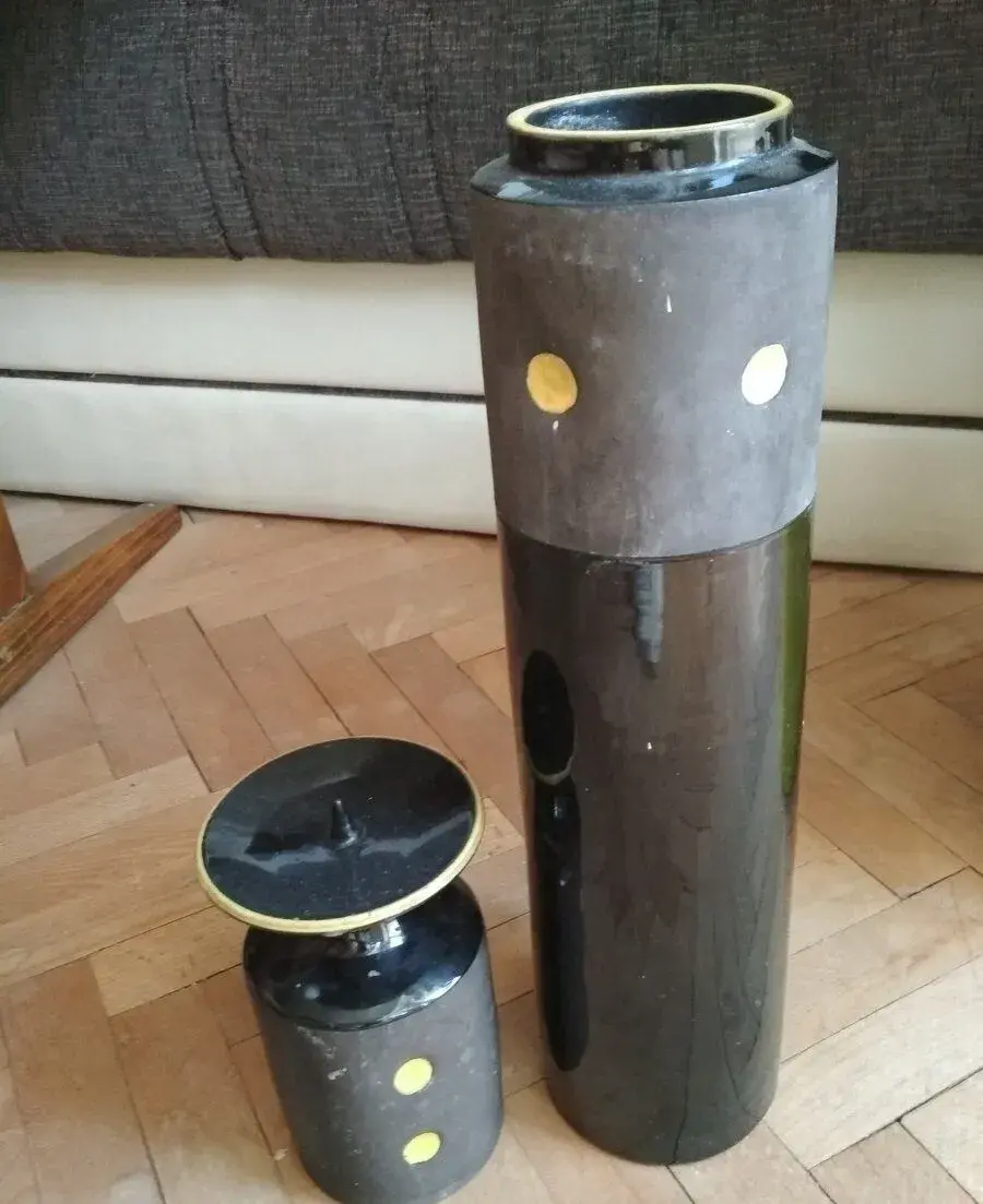 Retro keramická váza + svietnik Keralit