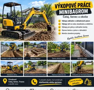🚜 VÝKOPOVÉ PRÁCE MINIBAGROM – ČATAJ, SENEC A OKOLIE