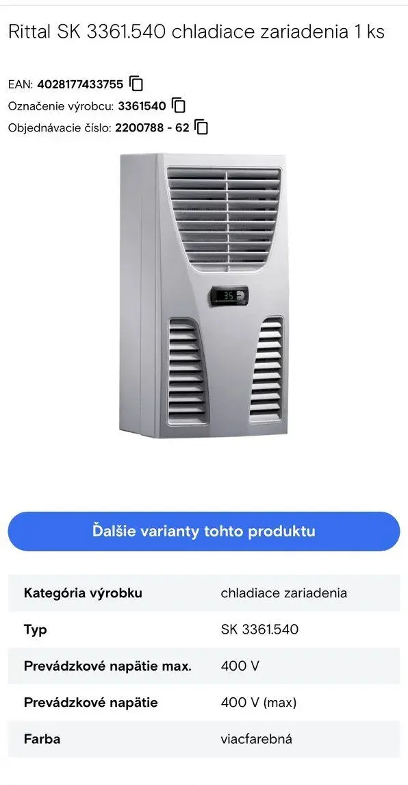 Rittal 3361.540 klimatizácia