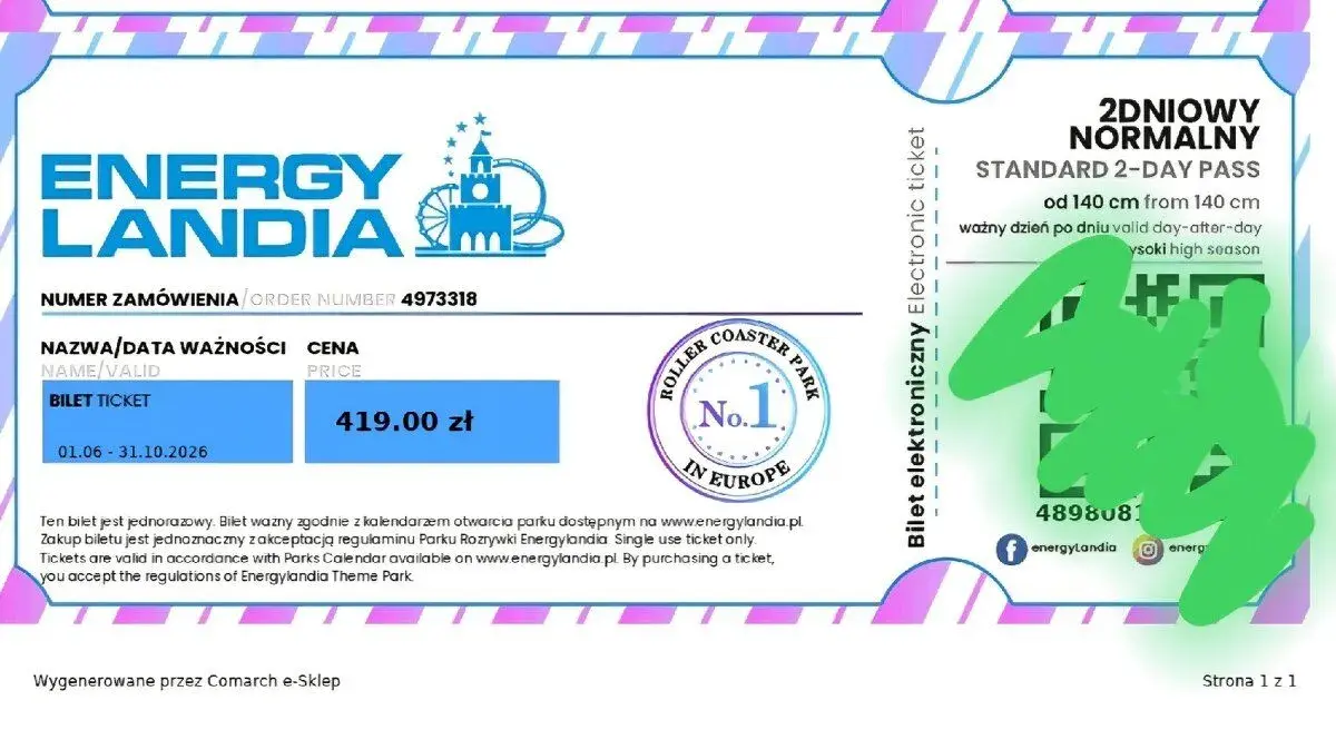 2 dňovú vstupenku do Energylandie